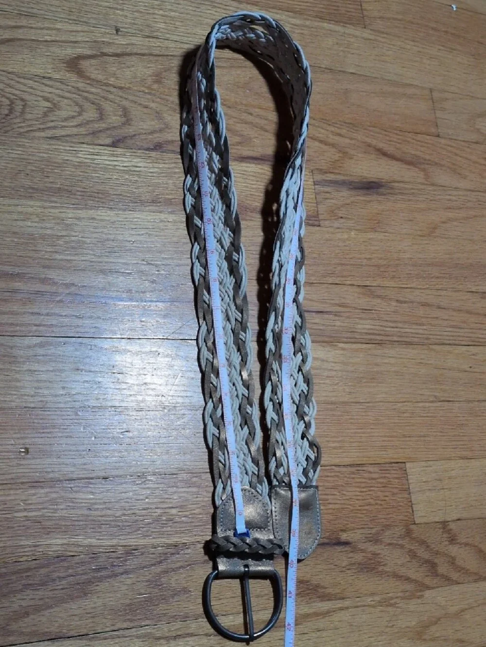 Braided women's Two-Tone pleather Belt in Taupe and Cream